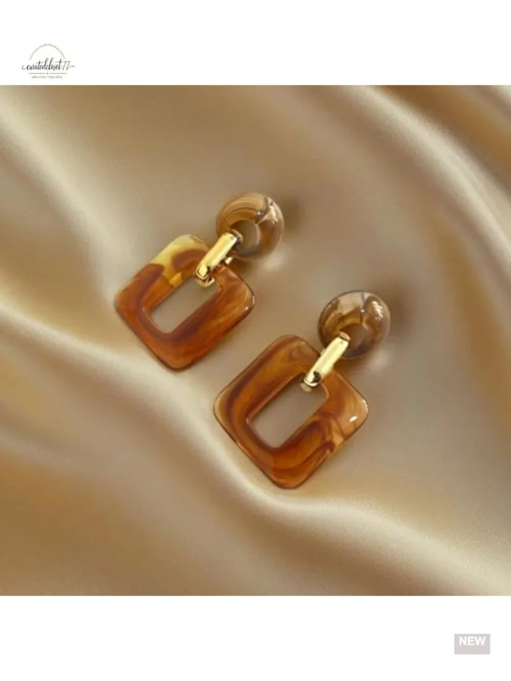 Resin Geometric Drop Dangle Square Chain Earrings for Women